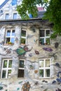 Graffiti, urban art in the city, abstract fantasy painting with insects like bugs, caterpillar on house front, Dusseldorf, Germany